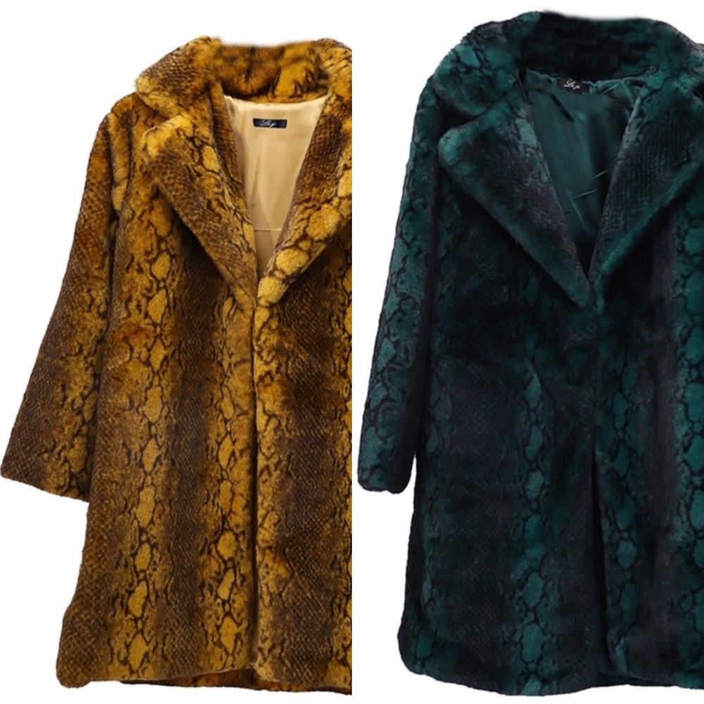 Snake / Python / Animal Print Fx Fur Fashion Coat - Picture 4 of 9